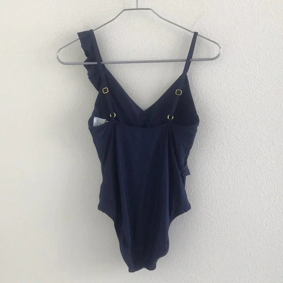 Draper James Ruffle Front One Piece Navy Blue XS - Picture 3 of 5